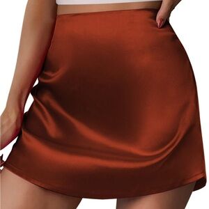 Satin Mini Skirt in Rust Orange